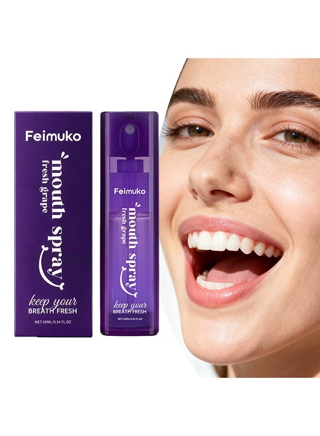 Feimuko Grape Refresh Oral Spray - Gentle formula for caring for teeth and oral hygiene. Clean and refreshing. Portable size - 10ml - Image 1